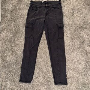 Washed Gray Cargo Pants w thigh pockets